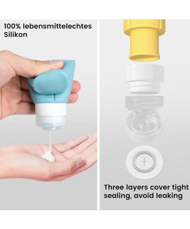 100ml x 4 Silicone Travel Bottles Set - Leakproof TSA Approved Portable Containers for Shampoo & Lotion - BPA Free in Pink Yellow Green & Blue - Buy Online on SooperMarket.com
