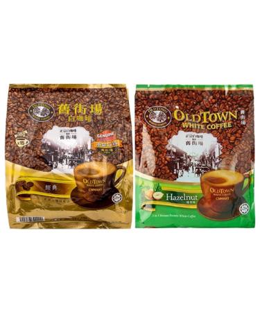 CNMART Malaysia Oldtown 3 in 1 White Coffee Hazelnut and Classic Assorted Flavour 15 Sachets (Pack of 2)