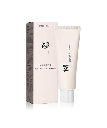 Relief Sun Organic sunscreen SPF50++++PA++++ Rice and Probiotics | Korean Skin Care Solution for All Skin Types | Nourishing Skin Protection and UV Defens