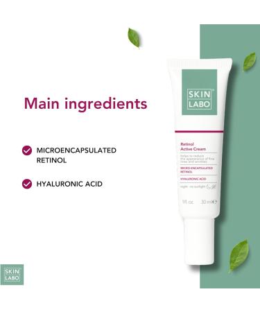 SkinLabo Retinol Active Cream Reduces Irritation and Appearance of Fine Lines Anti-Wrinkle Action with Microencapsulated Retinol Hyaluronic Acid - 30 ml New Version - Buy Online on SooperMarket.com