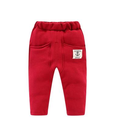 Mud Kingdom Little Boys Fleece Pants Tight Fit Warm Winter 18-24 Months Anchor Red