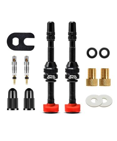 Muqzi tubeless valve 60mm french valve presta valve with value core remover tool and valve caps suitable for most tubeless bicycle rims black (60 mm) black-60mm