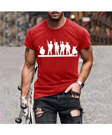 HDDK 4th of July Soldier Short Sleeve T-shirt | Independence Day Patriotic Tee - Red X-Large - Buy Online on SooperMarket.com