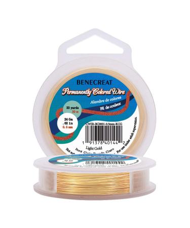 BENECREAT 24 Gauge KC Gold Copper Wire Real Gold Plated Craft Jewelry Wire Tarnish Resistant Wire for Beading Jewelry Making, 33-Feet/11-Yard 24-Gauge(98-Feet/33-Yard) Gold