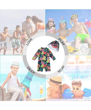 UPF 50+ Navy Flower Baby Girls Swimsuit with Snap Bottom | UPF Sun Protection | 3-6 Months - Buy Online on SooperMarket.com