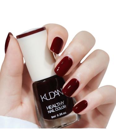TBeautfave Burgundy Deep Red Nail Varnish Quick Dry & Long Lasting Nail Varnish Classic Nail Polish Non-Toxic Water Based Natural Nail Polish for DIY Nail Art No Need Cure CherryRed
