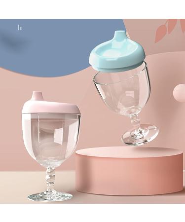 Kaiwern Pink Plastic Goblet Cup | Baby Sippy Cup Wine Glass | Beverage Mug Milk Bottle with Lid for Kids - Birthday Party Celebration - Buy Online on SooperMarket.com