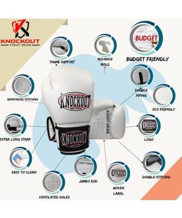 Boxing Gloves and Pads Focus Mitts Set - White/Blue 8 oz for Kickboxing, Muay Thai, MMA Training - Fitness Kit for Martial Arts - Buy Online on SooperMarket.com