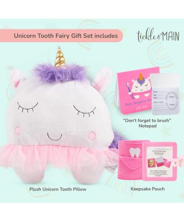 Tickle & Main Unicorn Tooth Fairy Pillow Gift Set - Plush Pillow with Tooth Pocket, Notepad, and Keepsake Pouch - Buy Online on SooperMarket.com