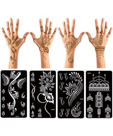 XMASIR 16 Sheets Temporary Henna Tattoo Kit with 87 Reusable Stencils - Indian Arabian Body Art Set - Buy Online on SooperMarket.com