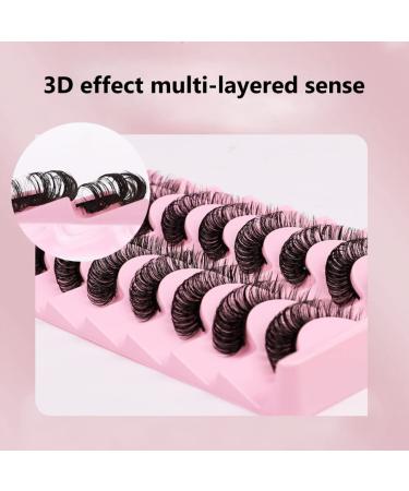 Buy 10 Pairs 3D Russian False Eyelashes - DD Curved Thick Lifelike Lashes (Black) | International Shipping Available - Buy Online on SooperMarket.com