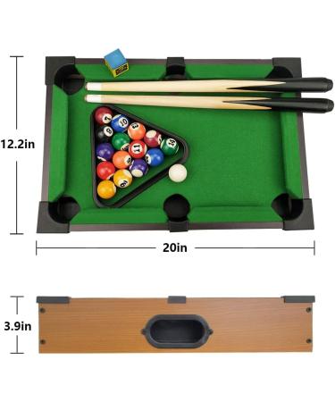 Benfu Mini Table Billiards Game Set - Includes Pool Table, 15 Colorful Balls, Cue Ball, Sticks, Chalk & Triangle - Perfect for Home and Office Desktop Fun - Buy Online on SooperMarket.com