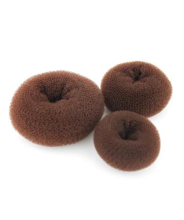 3PCS(Small+Medium+Large) Women Hair Bun Maker Styler Rings Donut Buns Doughnut Shaper Chignon Former Bun Updo Hair Styling Accessories Brown