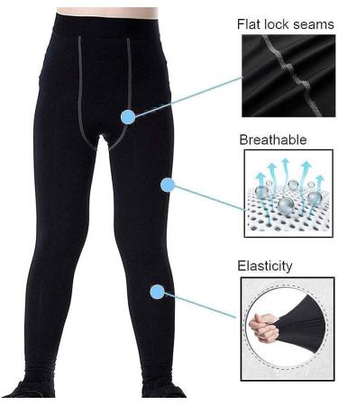 Lanbaosi Youth Boys Compression Leggings - Black Athletic Pants for Football & Workouts - Buy Online on SooperMarket.com