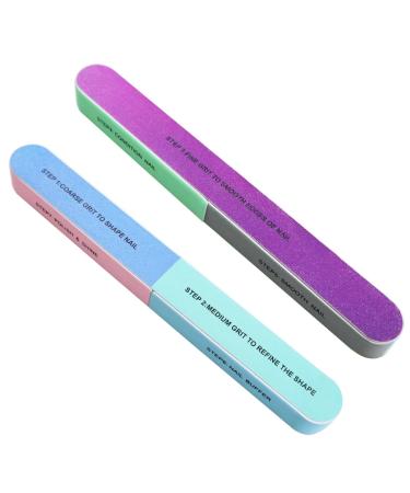 2Pcs Nail Buffer 7-Sided Nail Buffer Blocks Professional Nail Files Manicure Sanding File for Natural Nails Acrylic Nail Polishing Nails