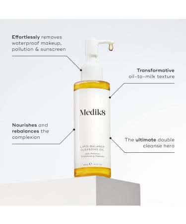 Medik8 Lipid-Balance Cleansing Oil - Anti-Pollution Cleanser for All Skin Types - Removes Impurities, Sunscreen & Waterproof Makeup - Nourishing & Balancing Formula - Buy Online on SooperMarket.com