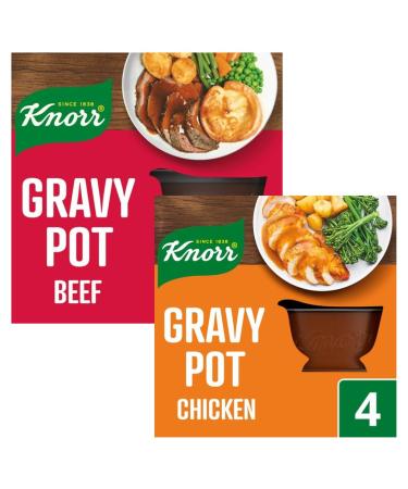 Gravy Pot Bundle with Knorr Beef Gravy Pots 4x28g With Knorr Chicken Gravy Pot 4x28g (2 Pack)