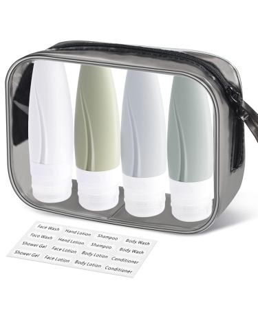 Portable Travel Bottles TSA Approved, INSFIT 2oz Leak Proof BPA Free Silicone Cosmetic Travel Size Toiletry Containers for Men & Women, Squeezable Silicone Tubes, Refillable Bottles for Shampoo 4 Pack 2 Ounce #2