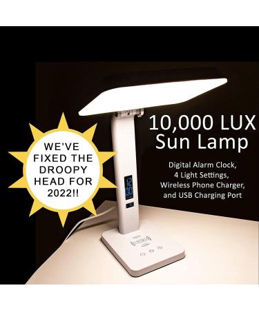 Theralite Aura Qi Light Therapy Sun Lamp - UV Free 10 000 LUX Light Therapy Lamp - Includes Alarm Clock Phone Charger USB Port - Buy Online on SooperMarket.com