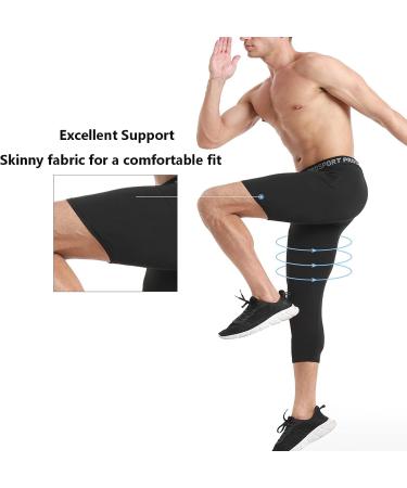 Men's One Leg Compression Capri: White Athletic Base Layer Basketball Tights - Small - Buy Online on SooperMarket.com