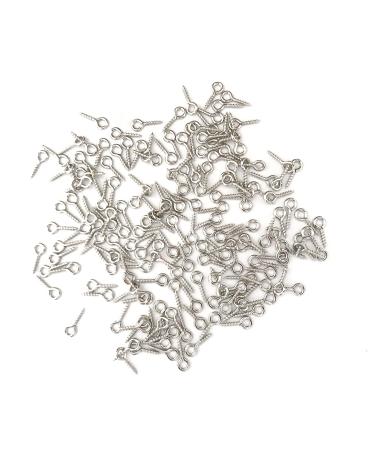 Small Mini Screw Eyes Pin Tiny Screw in Hooks Jewelry Metal Ring (250 PCS) Silver 250pcs
