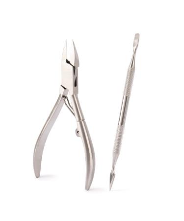 Trim Simply Foot Ingrown Toenail Kit - Includes Stainless Steel Toenail Nipper and Stainless Steel Dual-Ended File - Professional Foot Care Set for Salon Quality Grooming - Easy-to-Use - 2 Piece Set
