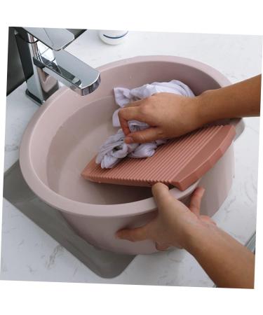 COOLHIYA Washboard 1 Set Wash Basin Laundry Cleaning Board Washing Basin Washing Clothes Board Dish Basin Baby Camping Bucket Pink 33.5x33.5cm - Buy Online on SooperMarket.com