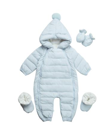 famuka Baby Winter Warm Down Snowsuits Hooded Puffer Outwear Blue 18-24 Months