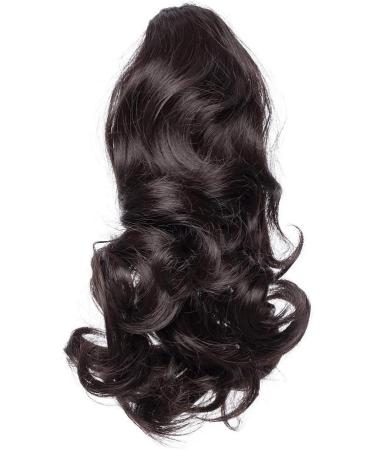 12 Curly Dark Brown Claw Clip Ponytail Synthetic Hair Extension - Long Pony Tail Hairpiece - Buy Online on SooperMarket.com