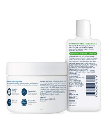 CeraVe Moisturizing Cream & Hydrating Face Wash Combo - 12oz Cream + 3oz Travel Cleanser - Buy Online on SooperMarket.com