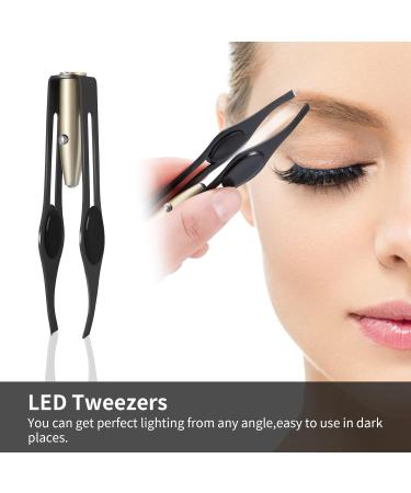 Fuyamp 2Pcs LED Lighted Tweezers Set - Stainless Steel Precision Tools for Hair Removal, Eyebrows, and Eyelashes - Perfect for Men and Women (Black+Blue) - Buy Online on SooperMarket.com