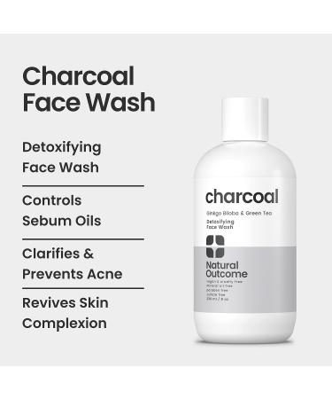 Natural Outcome Charcoal Face Wash - Daily Detoxifying Cleanser for Acne - Hydrating Pore Cleanser with Green Tea, Aloe Vera & Ginkgo Biloba - 8 oz - Buy Online on SooperMarket.com