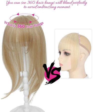 MORICHY Clip in Fringe 360 Bangs Hair Clip Fake Bangs with Long Layered Fringe Clip in Hair for Women Mix Blonde Bangs Clip in Hair Extensions Curved Bangs for Daily Use(Mix Blonde with Dark Root) 18Inch RT6/22/613A# - Buy Online on SooperMarket.com