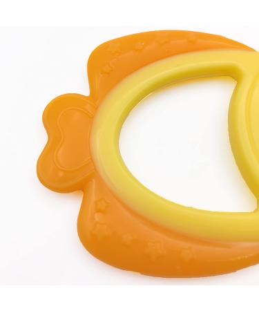 Golden Fish Baby Teething Toy - Food Grade Silicone Teether Ring for Babies 0-12 Months | Soft-Textured Infant Toy for Teething Relief & Brain Development - Buy Online on SooperMarket.com