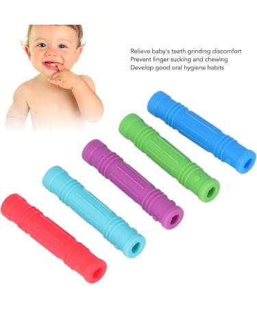 Alomejor 5Pcs Baby Teether Silicone - Safe Soft Grip Teething Sticks & Pencil Holders for Baby Strength Training - Buy Online on SooperMarket.com