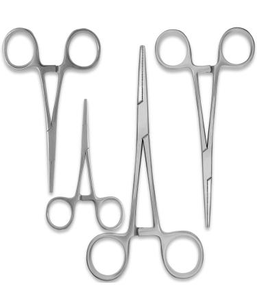 SURGICAL ONLINE Durable 4-Piece Straight Hemostat Set - High Quality Stainless Steel Autoclavable Precision Tips Serrated Jaws Three Locking Positions (3.5  5  6.25  8) 3.5 5 6.25 8 - Set Straight - 4 Pcs
