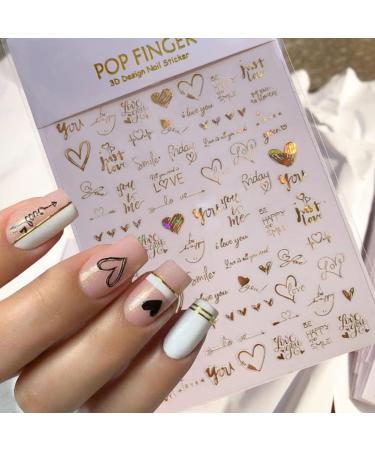 6 Sheets Heart Nail Art Stickers - 3D Self-Adhesive Valentine's Day Decals for Manicure Decoration - Buy Online on SooperMarket.com
