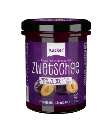 Xucker plum fruit spread with xylitol - fruity plum spread with 75% fruit content I vegan & reduced sugar 220g