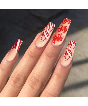 Vatocu Christmas Snowflakes Glitter False Nails - Long Xmas Press On Nails for Women and Girls (24pcs) - Buy Online on SooperMarket.com