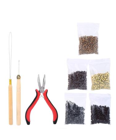 Filfeel Hair Extension Kit - 500pcs Micro Rings Tongs & Loop Tip - Premium Beige Hair Extensions Accessories for Easy Application - Buy Online on SooperMarket.com