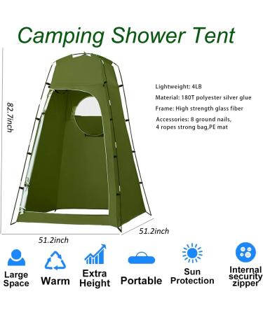 6.9FT Oversized Privacy Camping Shower Tent | Portable Outdoor Changing Room Shelter for Camping, Hiking, Fishing | Army Green - Buy Online on SooperMarket.com