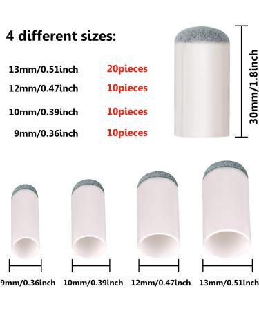 50-Piece Pool Cue Tips Set | Slip-On Billiard Cue Tips Replacement in 4 Sizes (9mm, 10mm, 12mm, 13mm) - Buy Online on SooperMarket.com