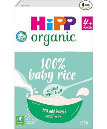 HiPP Organic 100% Baby Rice 4+ Months 160g (Pack of 4)