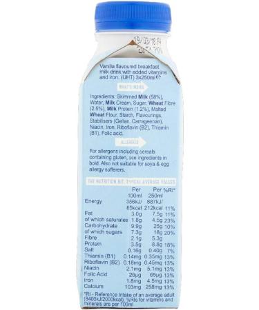 Weetabix On the Go Breakfast Drink Vanilla 3 x 250ml - Natural Vanilla Flavor - Pack of 1 - Buy Online on SooperMarket.com