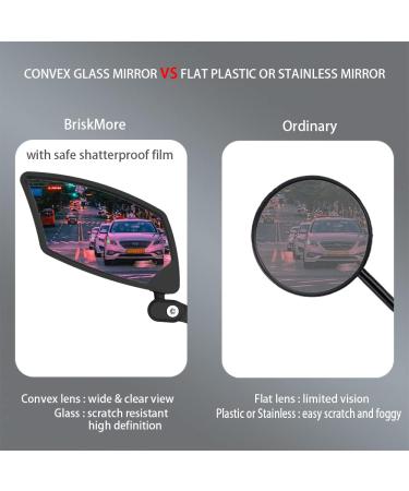 BriskMore Handlebar Bike Mirror - Scratch Resistant Glass Lens - Adjustable & Rotatable Rearview Bicycle Mirror - Silver Lens - Left Side - Buy Online on SooperMarket.com