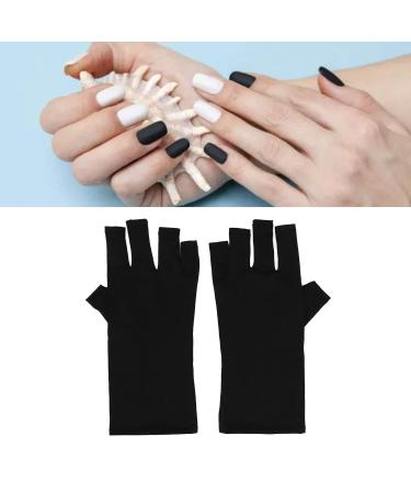 Fingerless UV Protection Manicure Gloves 2 Pairs UV Gloves Excellent Elasticity Art UV Blocking Gloves for Nail Gel Dryer Professional Fingerless Gloves for Protecting Hands from UV Nail Lamp Black - Buy Online on SooperMarket.com
