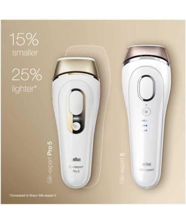 Braun IPL SILK Expert Pro 5 Hair Removal Device | Permanent Hair Removal Alternative | Venus Razor & Bag | Ideal Gift for Women | PL5014 - White/Gold - Buy Online on SooperMarket.com