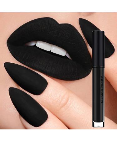 Black Matte Liquid Lipstick - Long Lasting, Pigmented Lip Gloss for Women & Girls | Waterproof & Non-stick Cup Lip Glaze - 0.10 Fl Oz - Buy Online on SooperMarket.com