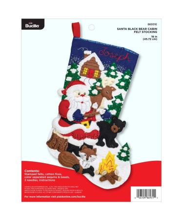 Bucilla Felt Stocking Applique Kit  18  Santa Black Bear Cabin