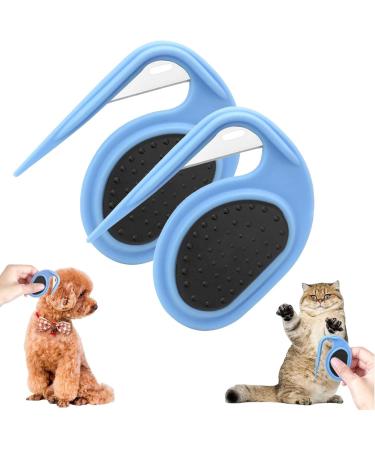 PET Knotting Comb 2024 New de-filion knife cat with steel blade 3 in 1 multifunctional hair removal comb de-filion knife cat splitter fur-tubular de-tubing ridge for dogs (blue)